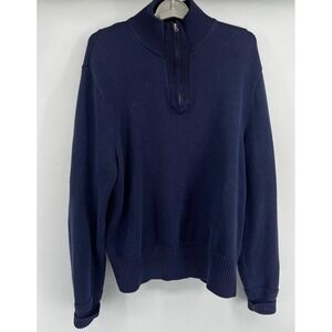 Rugby Ralph Lauren Navy Blue Quarter Zip Cotton‎ Rare Size XL VTG
